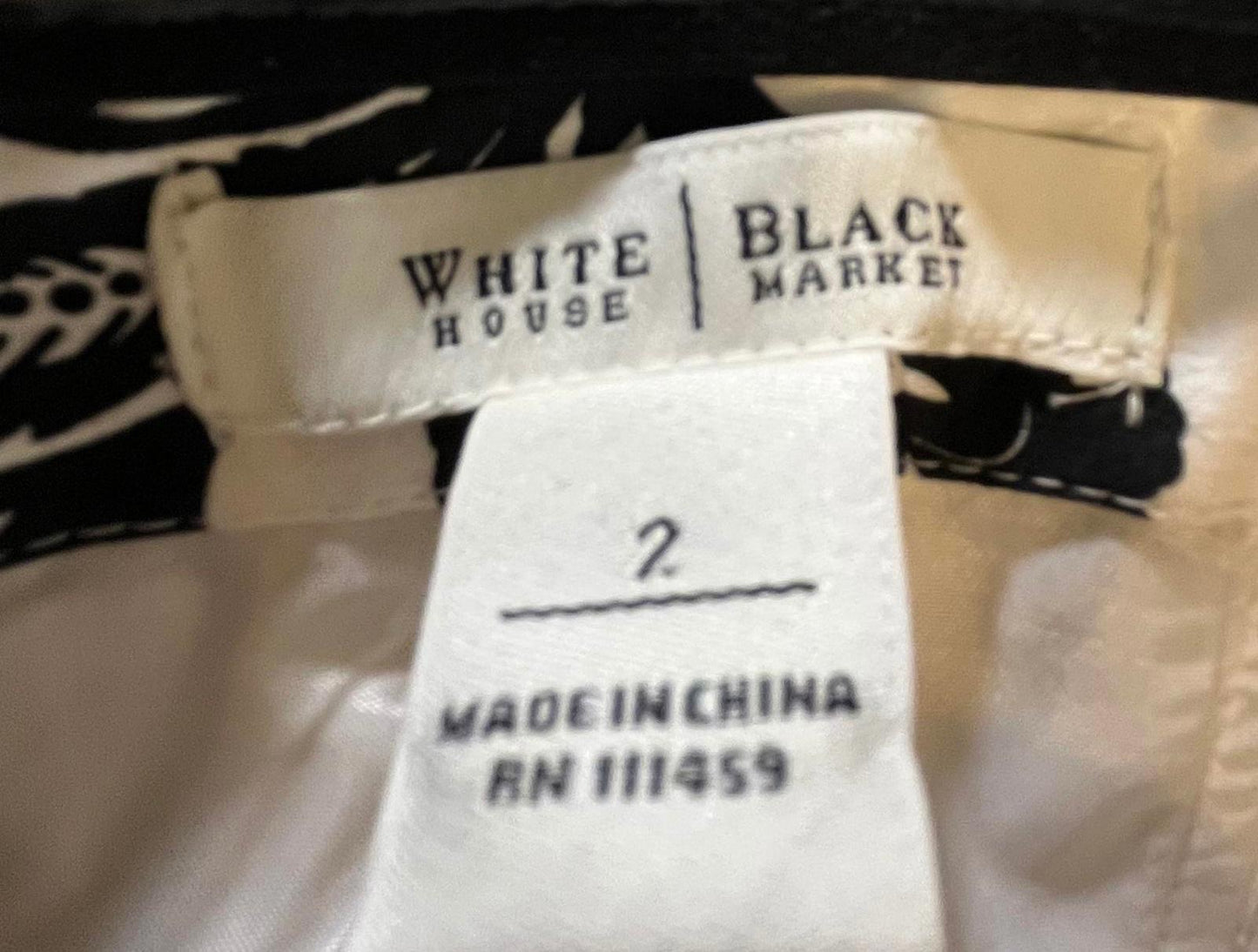 White House Black Market Elegant Black and White Floral Strapless Dress Size 2