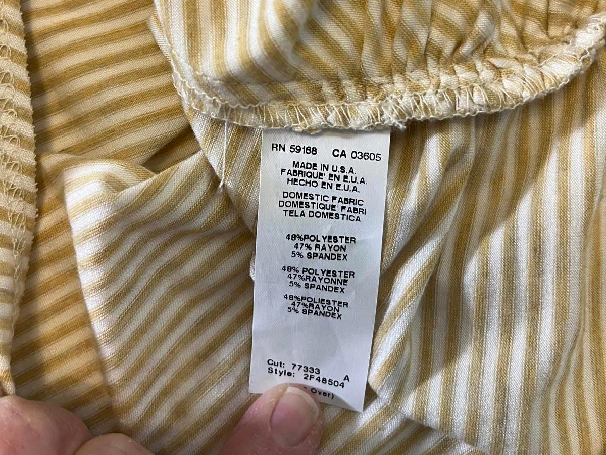 Fifteen-Twenty Tan and White Striped Sleeveless Gathered Knot Tank Size Small