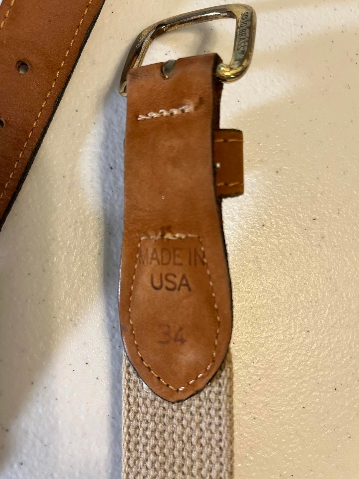 World Wide Sportsman Brand Luxury Leather Belt with Embroidered Marlins 34"
