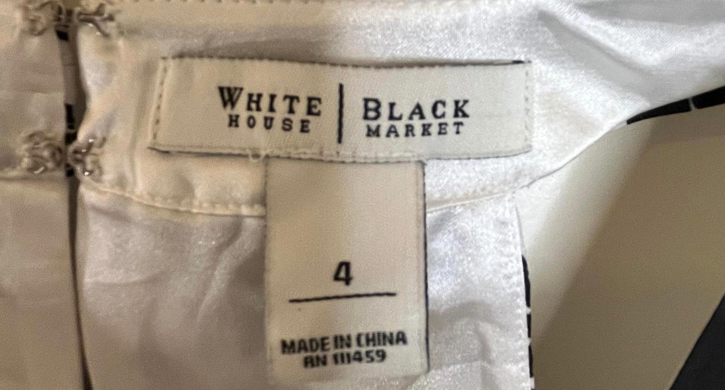 White House Black Market Elegant Black and White Floral Summer Dress Size 4