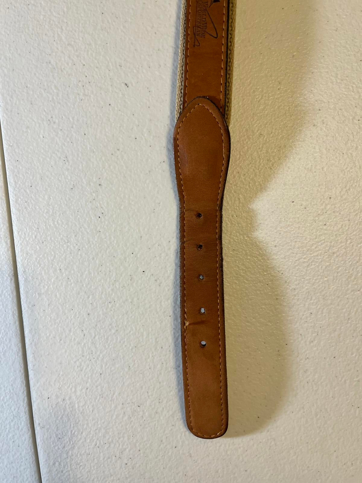 World Wide Sportsman Brand Luxury Leather Belt with Embroidered Marlins 34"