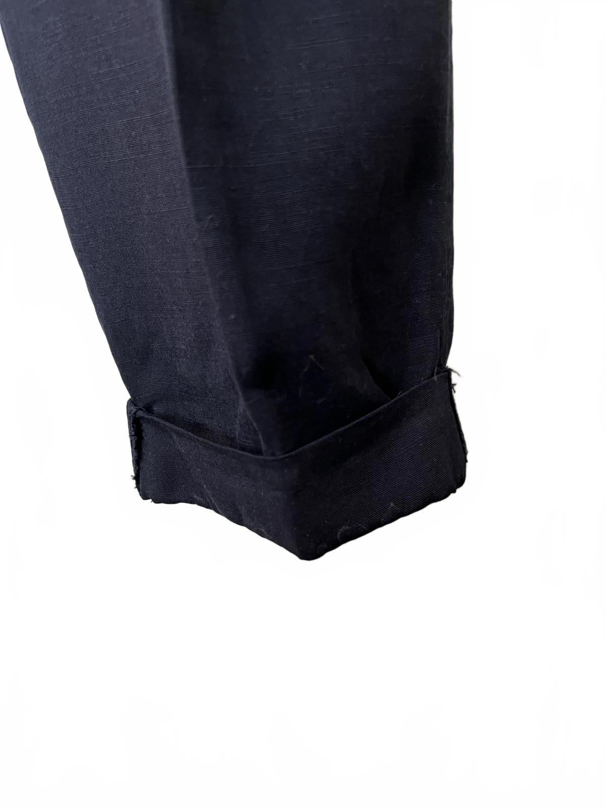Zara Woman Stylish Cuffed Navy Blue Trousers Side Pockets Back Pockets Size S
