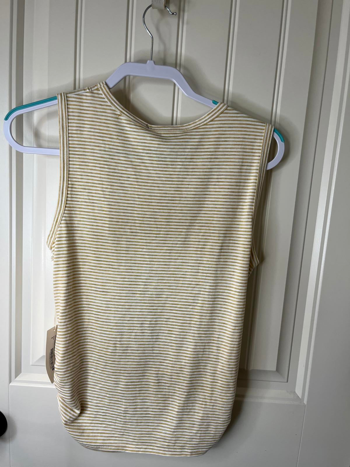 Fifteen-Twenty Tan and White Striped Sleeveless Gathered Knot Tank Size Small