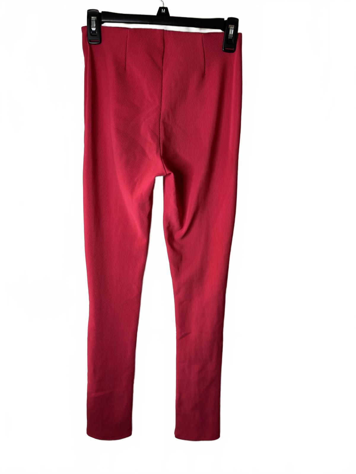 Zara Stylish Dark Coral High-Waisted Leggings Zippers Bottom Front Legs Size S