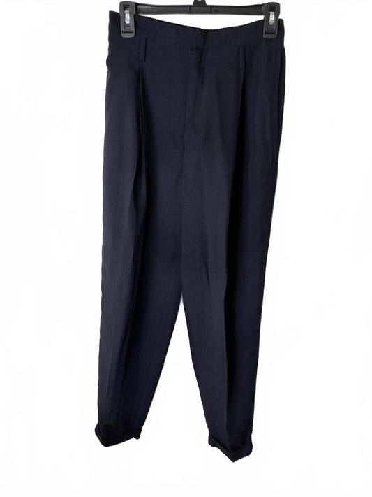 Zara Woman Stylish Cuffed Navy Blue Trousers Side Pockets Back Pockets Size S