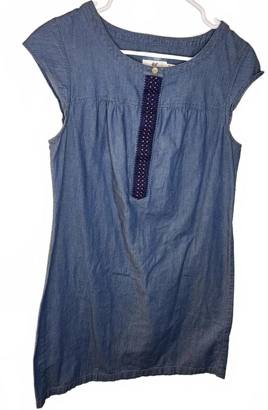 Vineyard Vines Women's Denim Dress Cap sleeves Button Closure Size 8