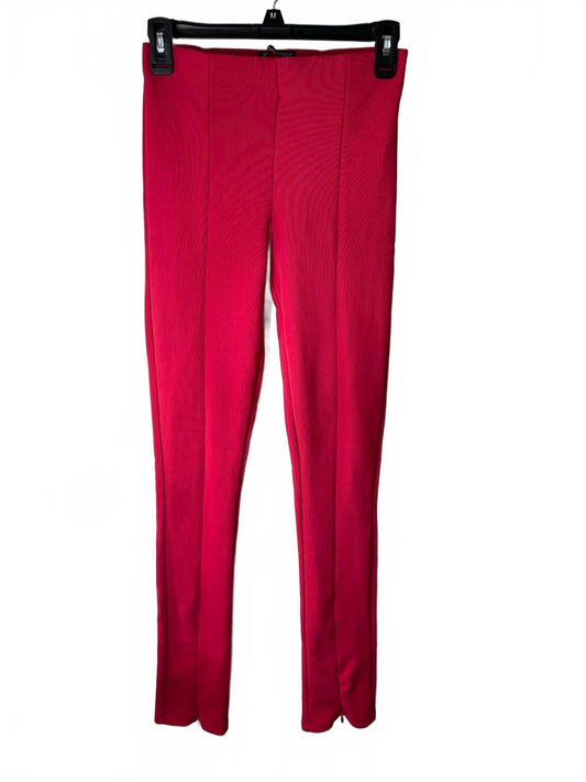 Zara Stylish Dark Coral High-Waisted Leggings Zippers Bottom Front Legs Size S