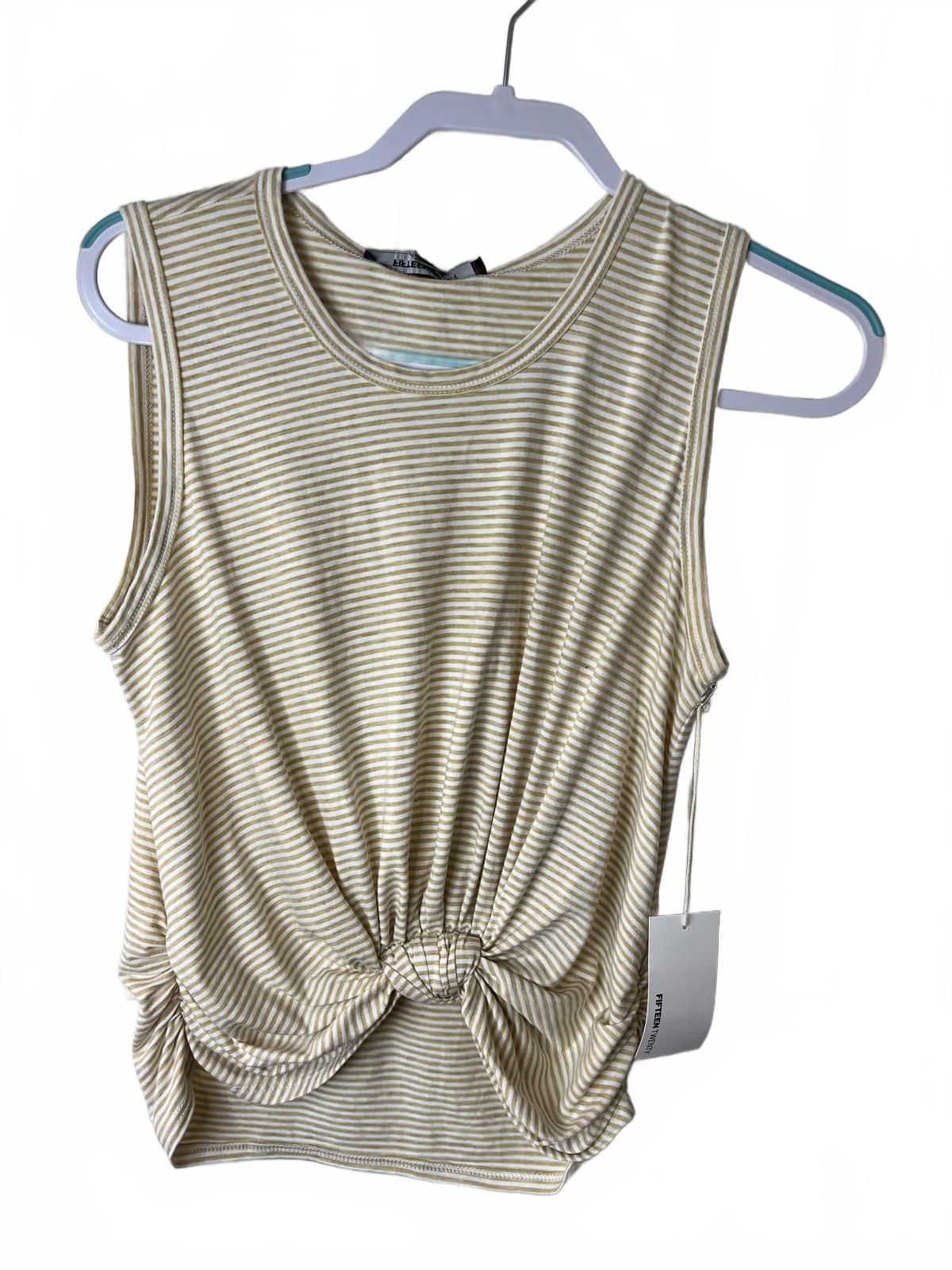 Fifteen-Twenty Tan and White Striped Sleeveless Gathered Knot Tank Size Small