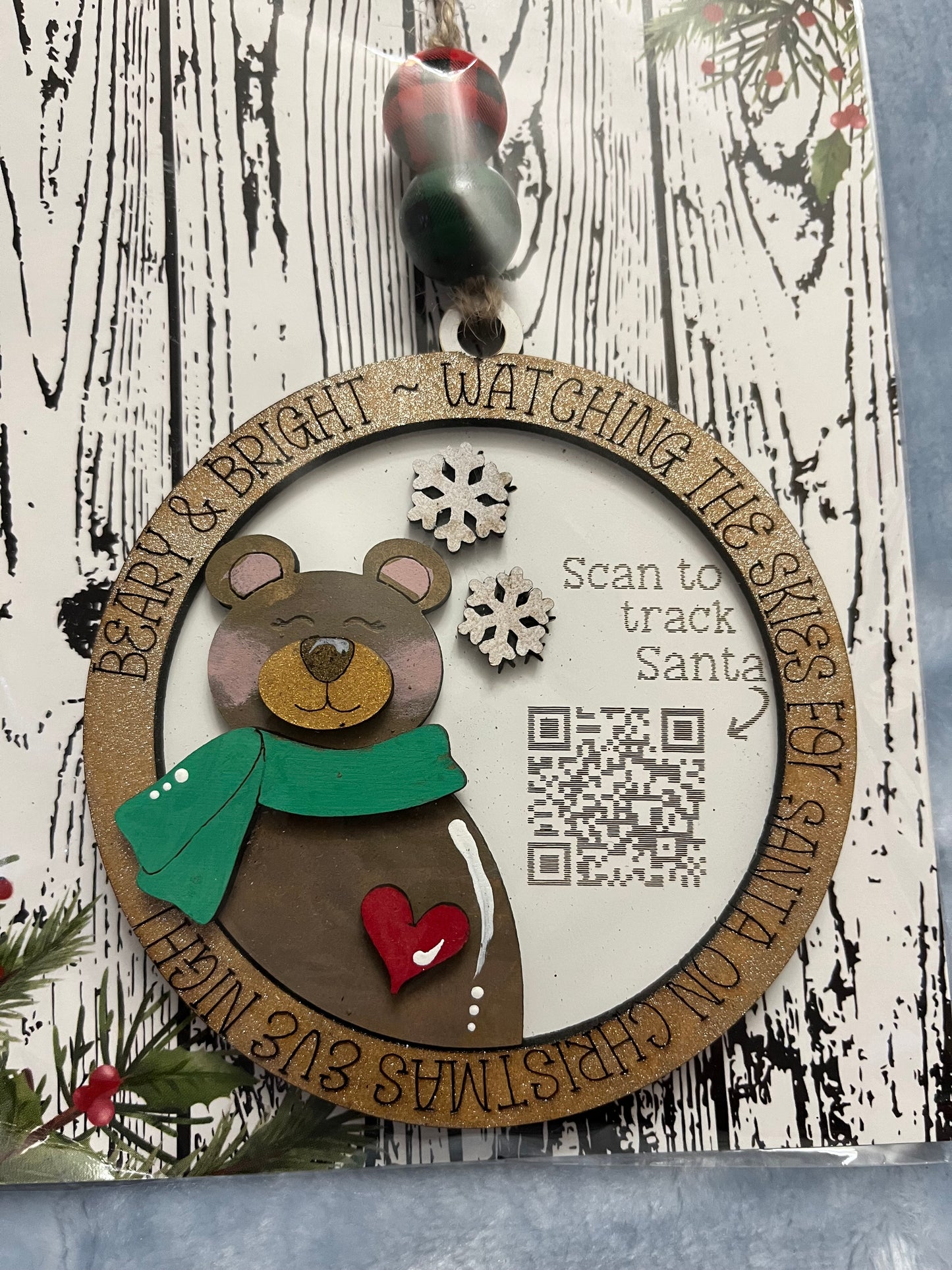 Santa Tracker Ornament- Christmas Bear