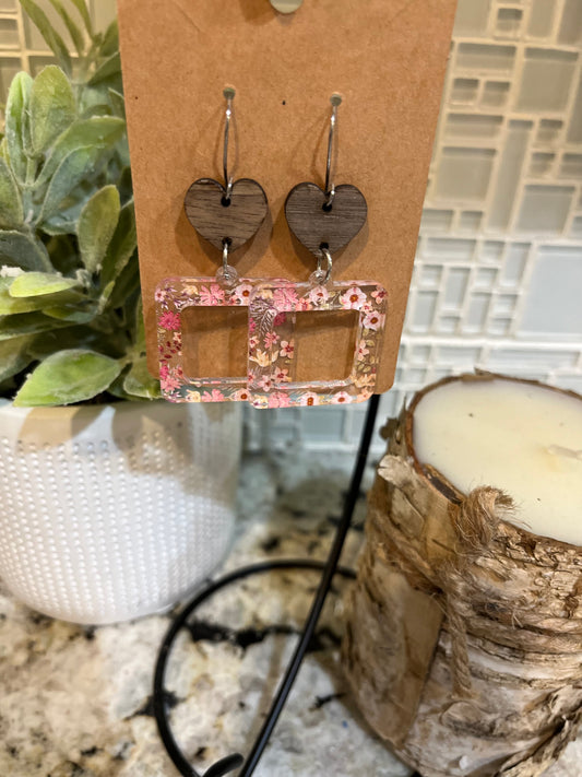 Wood and acrylic earrings