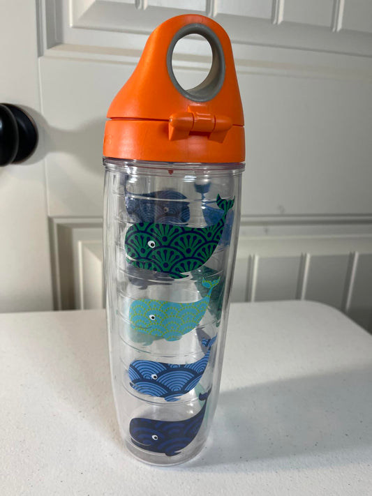 Tervis Whimsical Whales-Themed Insulated Water Bottle - Orange Lid 20 oz